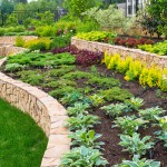 Natural stone landscaping in home garden